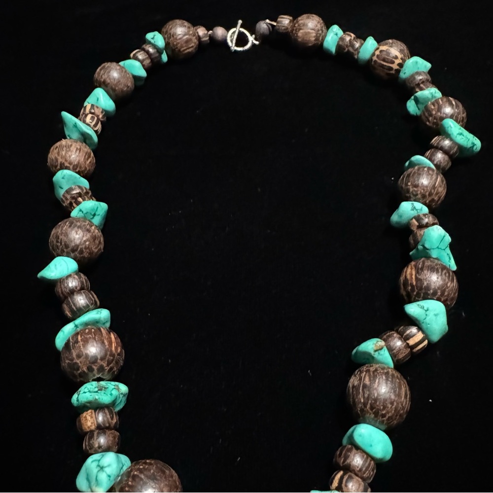 Handcrafted Turquoise and Brown Beaded Necklace